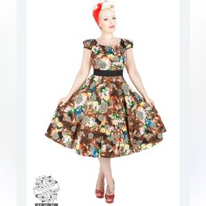 Hearts & Roses Sienna abstract Floral retro pin up swing Dress size 4